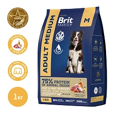 Brit Premium Dog Adult Medium (Индейка, телятина)